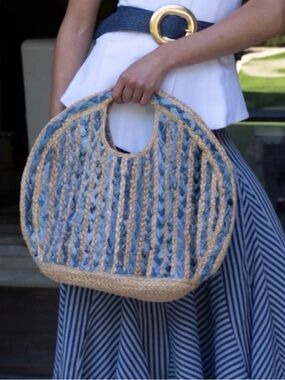 Antik Kraft Blue and Tan denim Tote Bag